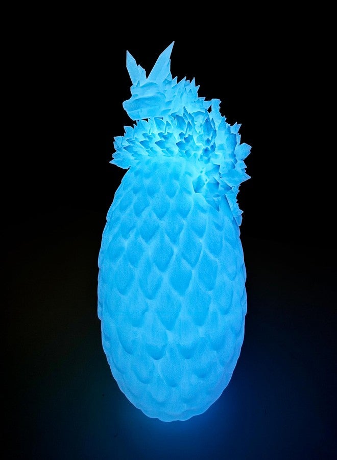Flavery 3D Printed Dragon Egg - Glow Blue - 12in Large Fidget Toy, Flexible Articulated Crystal Dragon Inside,Figurine Decor, Executive Desk Toy, Dinosaur Toys for Kids 8-12 Gift - Image 5